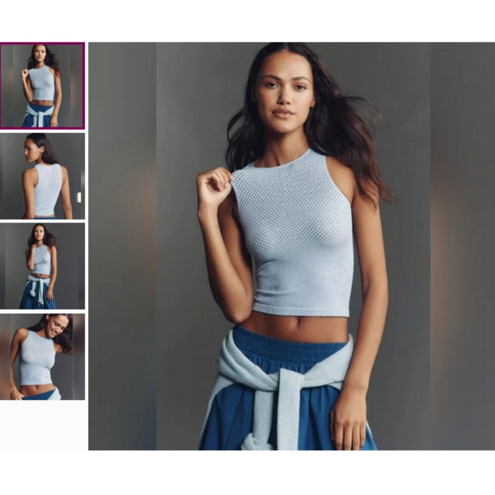 Anthropologie Light Blue Mesh Tank Top